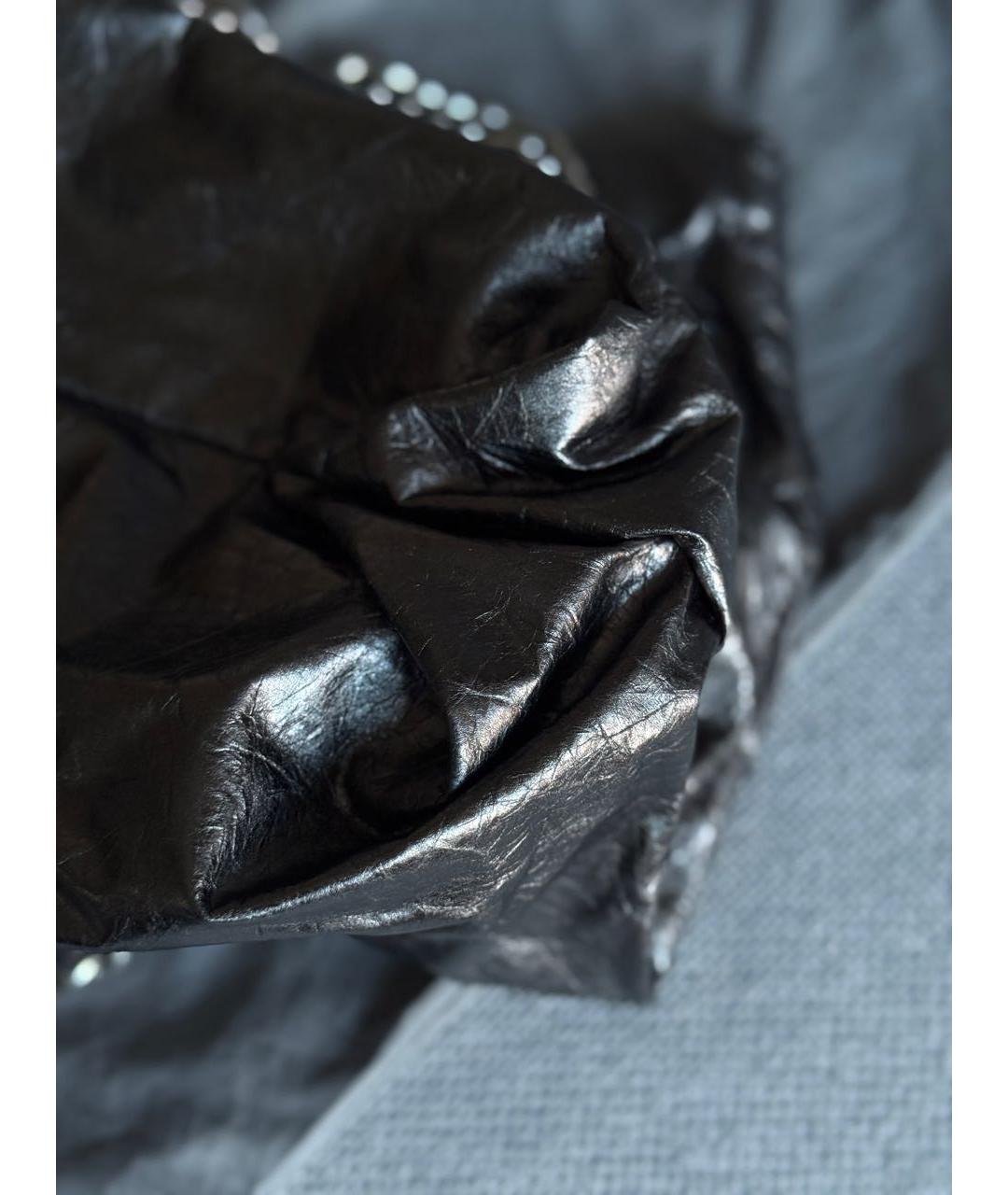 BALENCIAGA Антрацитовая кожаная сумка тоут, фото 5