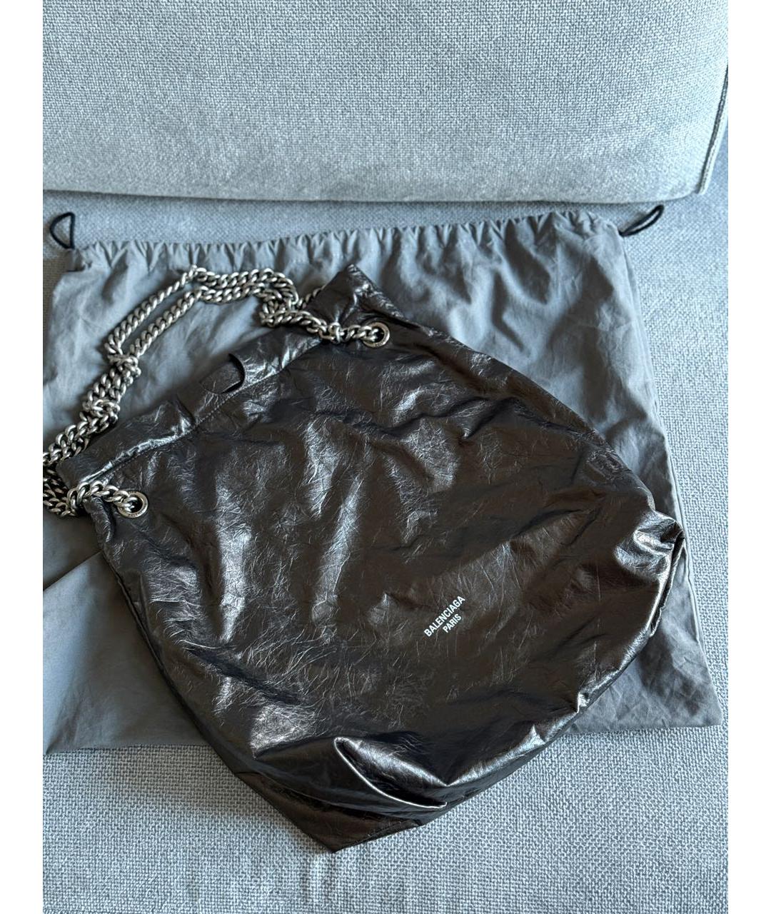 BALENCIAGA Антрацитовая кожаная сумка тоут, фото 2