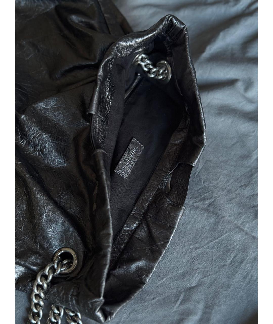 BALENCIAGA Антрацитовая кожаная сумка тоут, фото 6