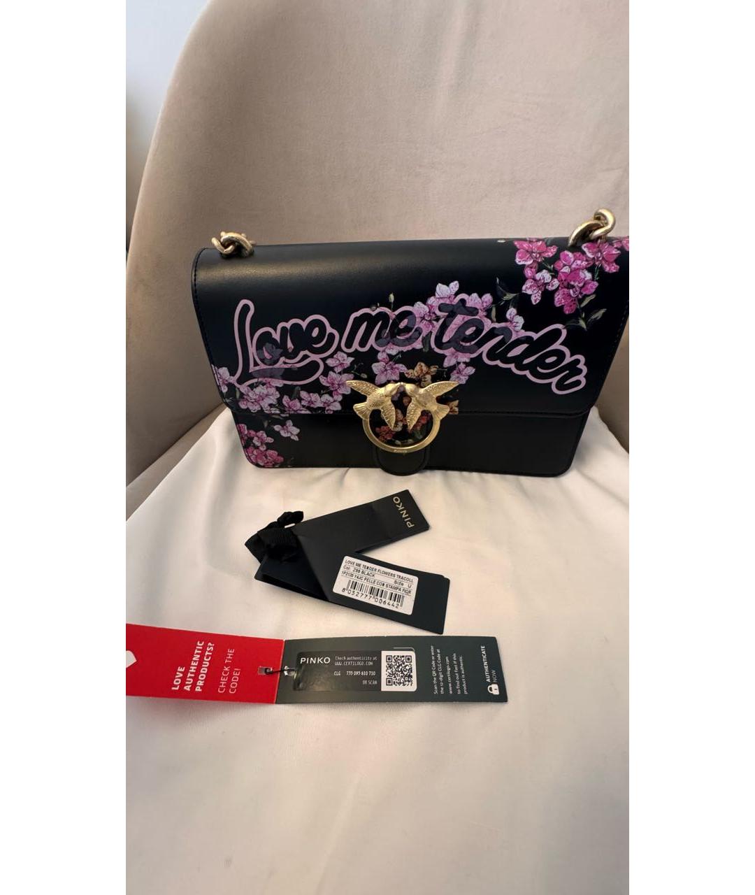 PINKO Черная кожаная сумка через плечо, фото 6