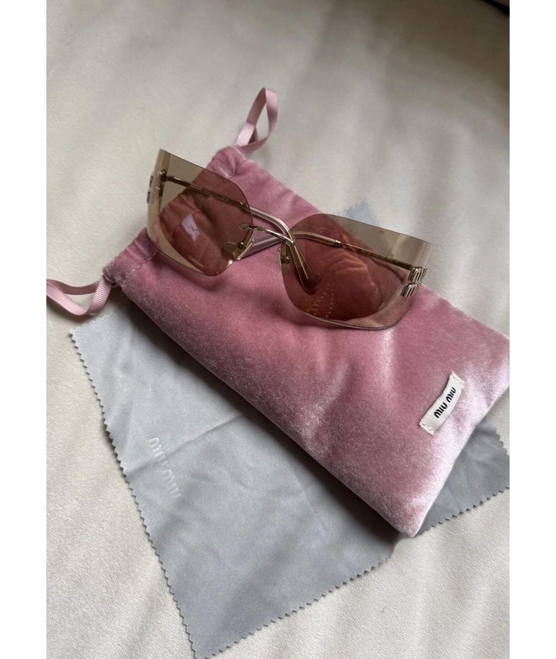 MIU MIU Золотые пластиковые солнцезащитные очки, фото 2