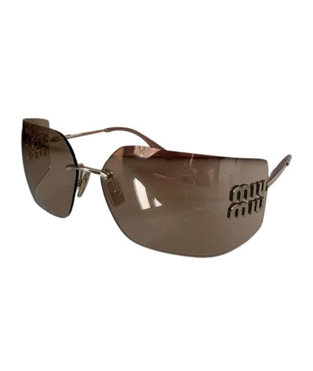 MIU MIU Золотые пластиковые солнцезащитные очки, фото 1