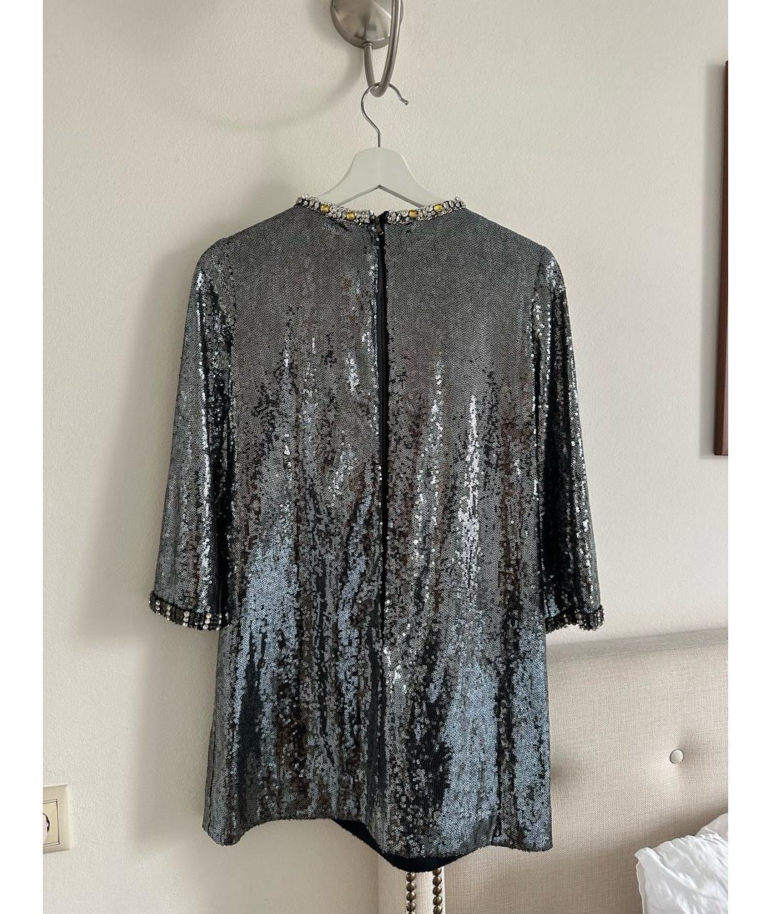 DOLCE&GABBANA Серебряное шелковое вечернее платье, фото 3