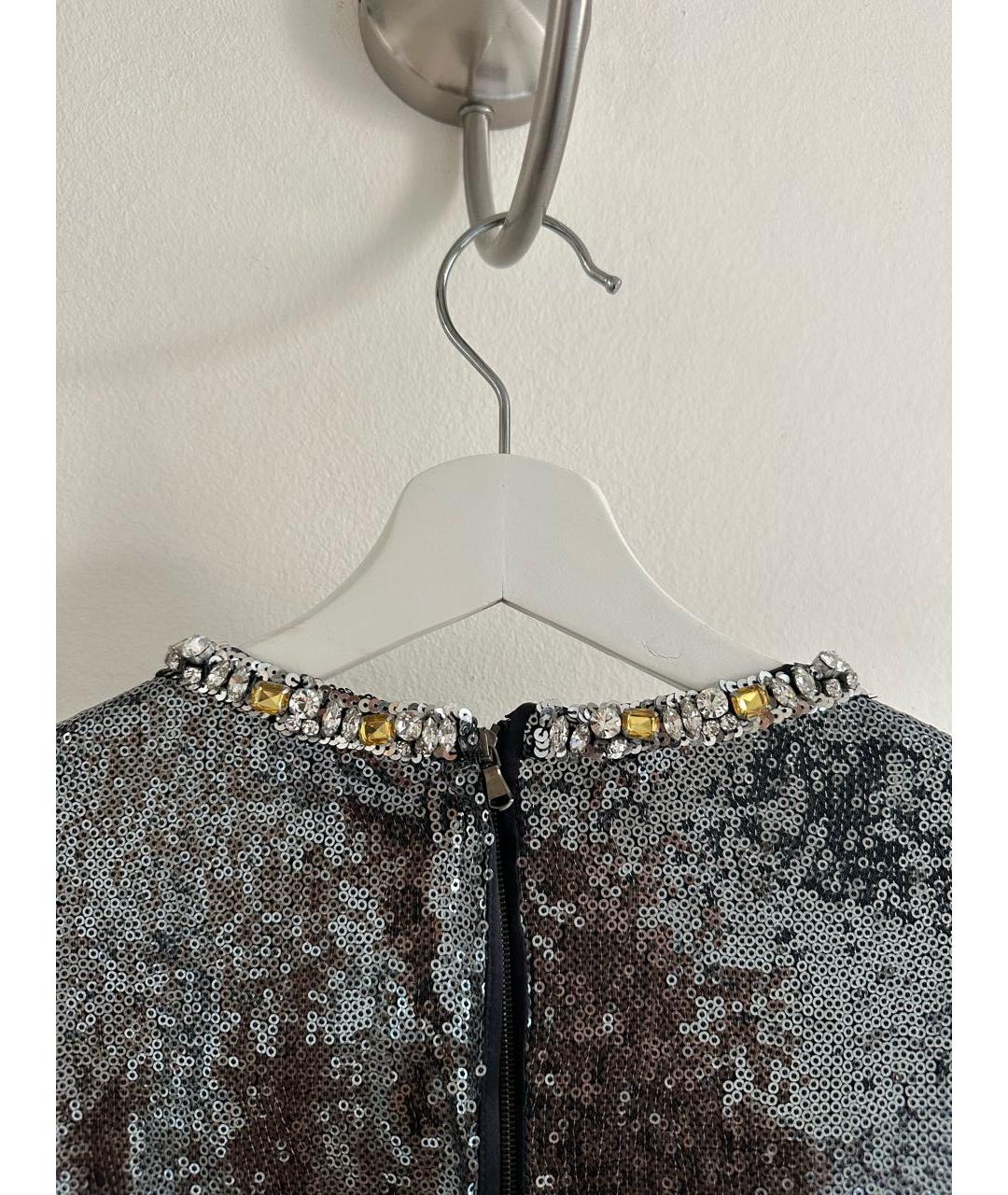 DOLCE&GABBANA Серебряное шелковое вечернее платье, фото 5