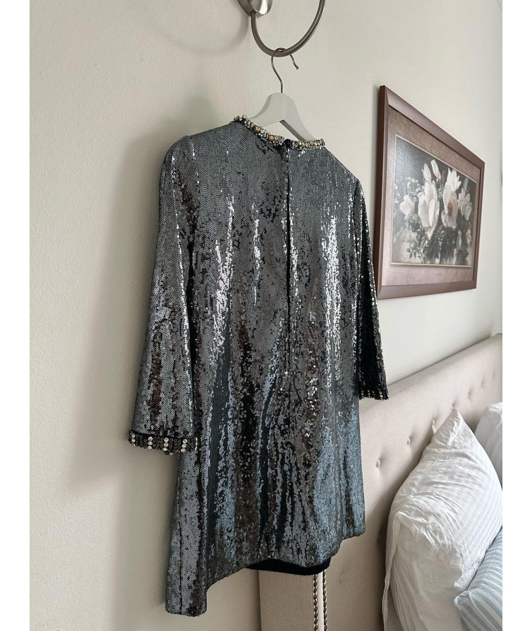 DOLCE&GABBANA Серебряное шелковое вечернее платье, фото 7