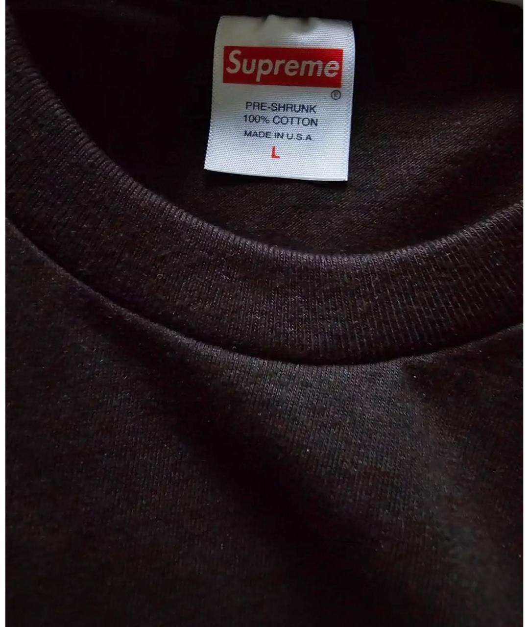 SUPREME Черная хлопковая футболка, фото 3