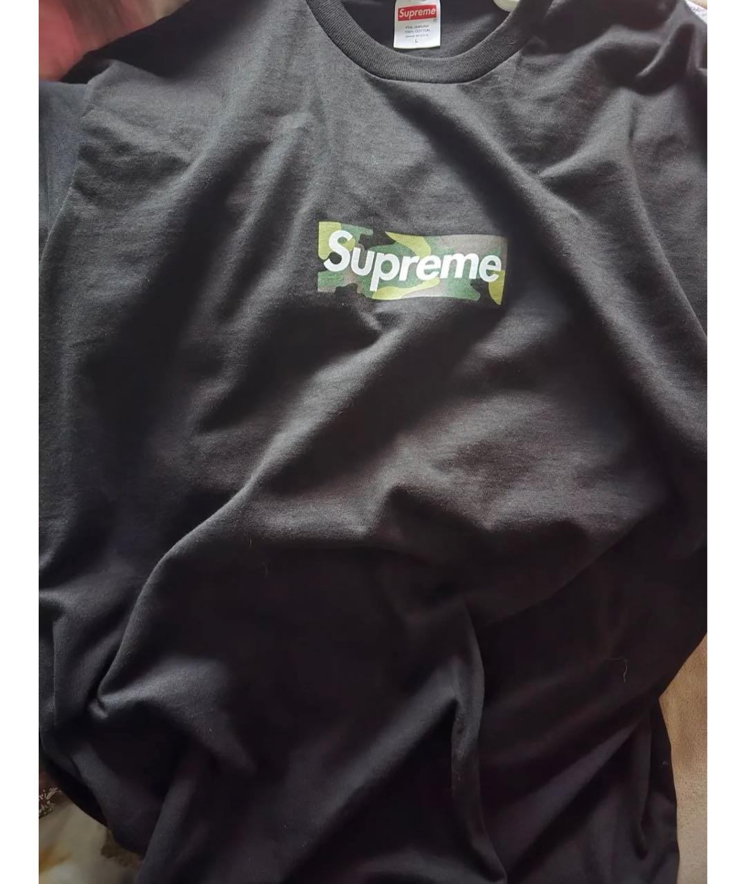 SUPREME Черная хлопковая футболка, фото 4