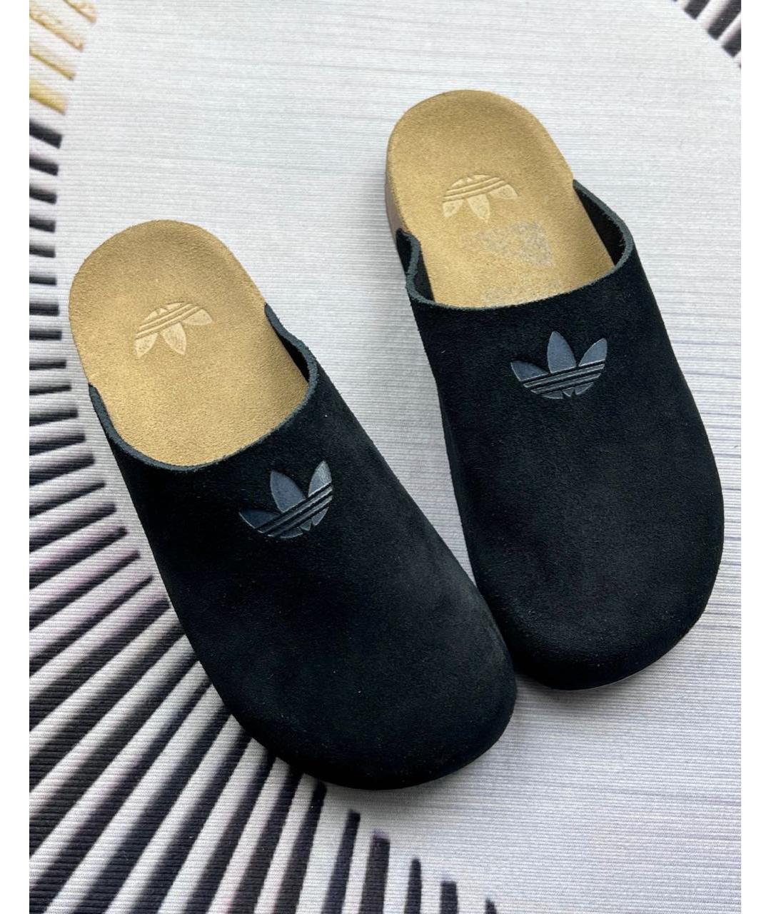 ADIDAS Черные замшевые слипоны, фото 4