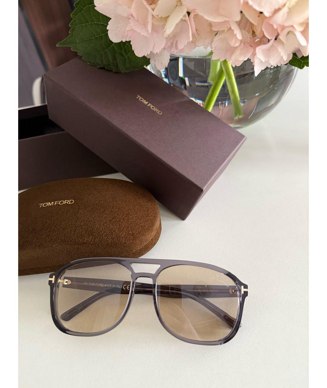 TOM FORD Серые пластиковые солнцезащитные очки, фото 5