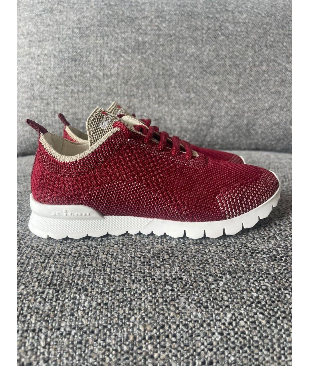 KITON Бордовые текстильные кеды, фото 4