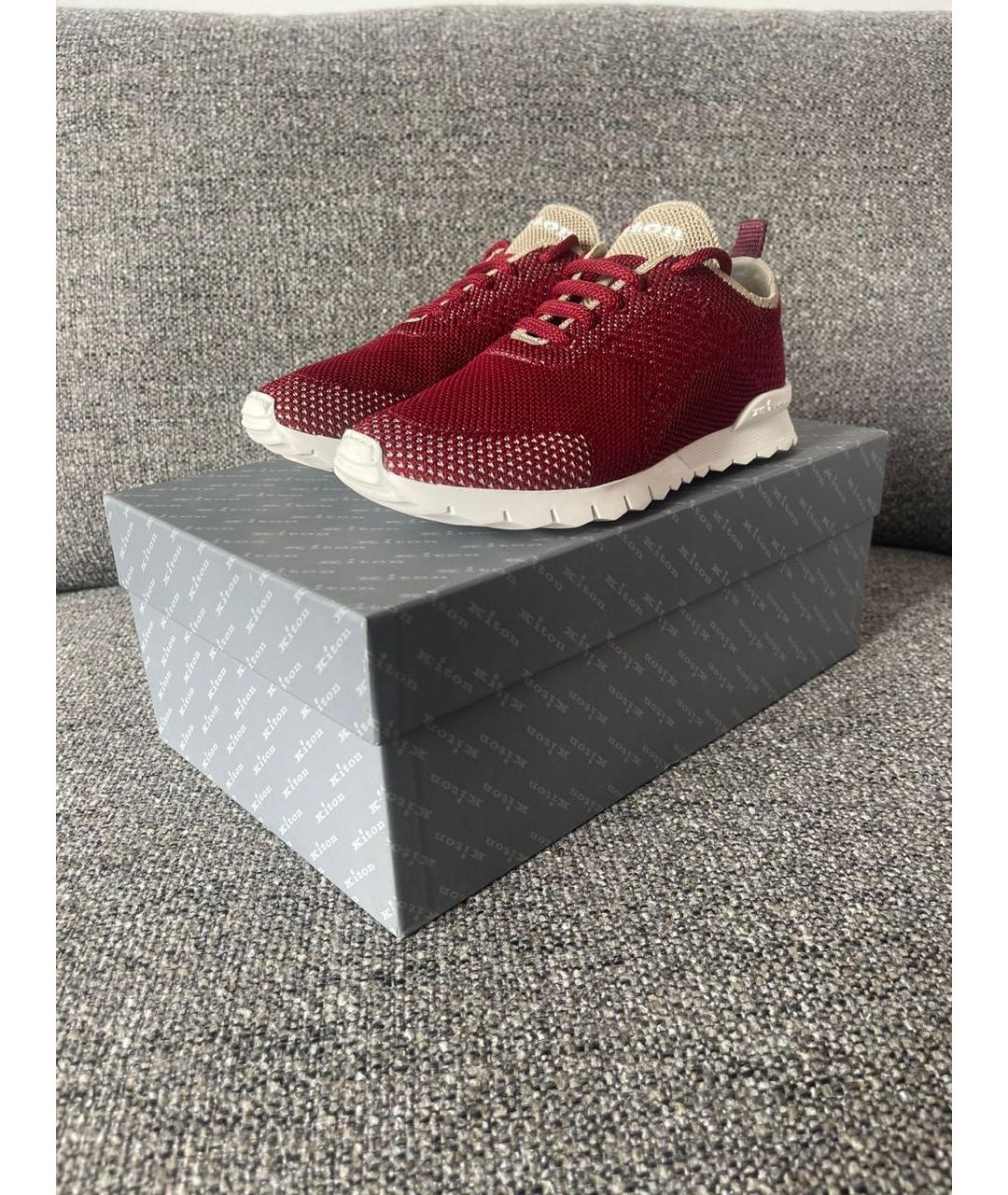 KITON Бордовые текстильные кеды, фото 2