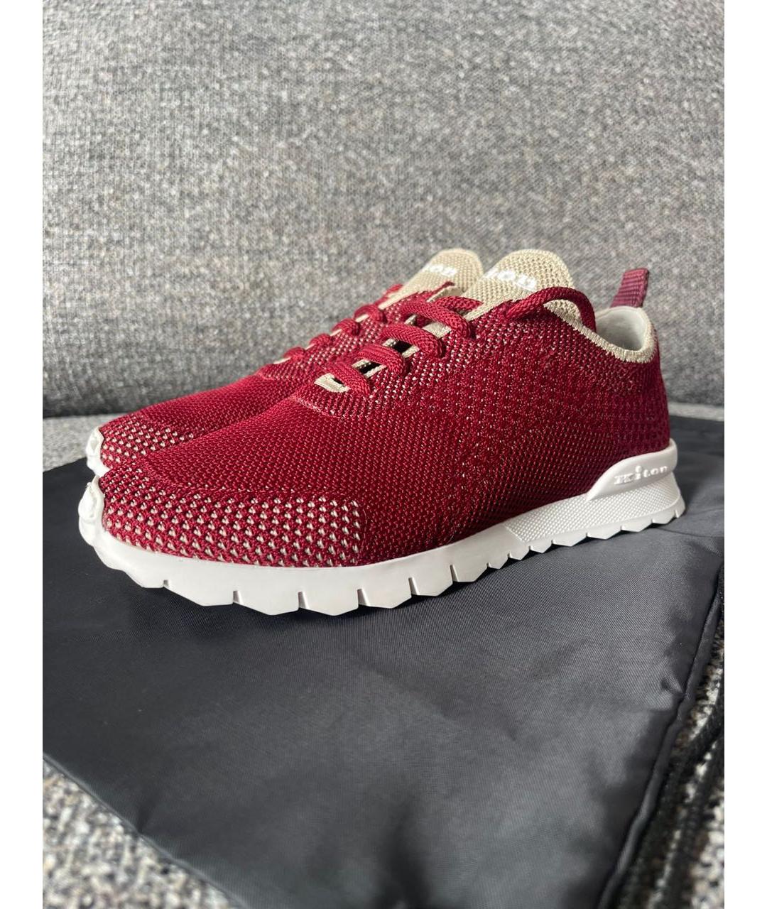 KITON Бордовые текстильные кеды, фото 3