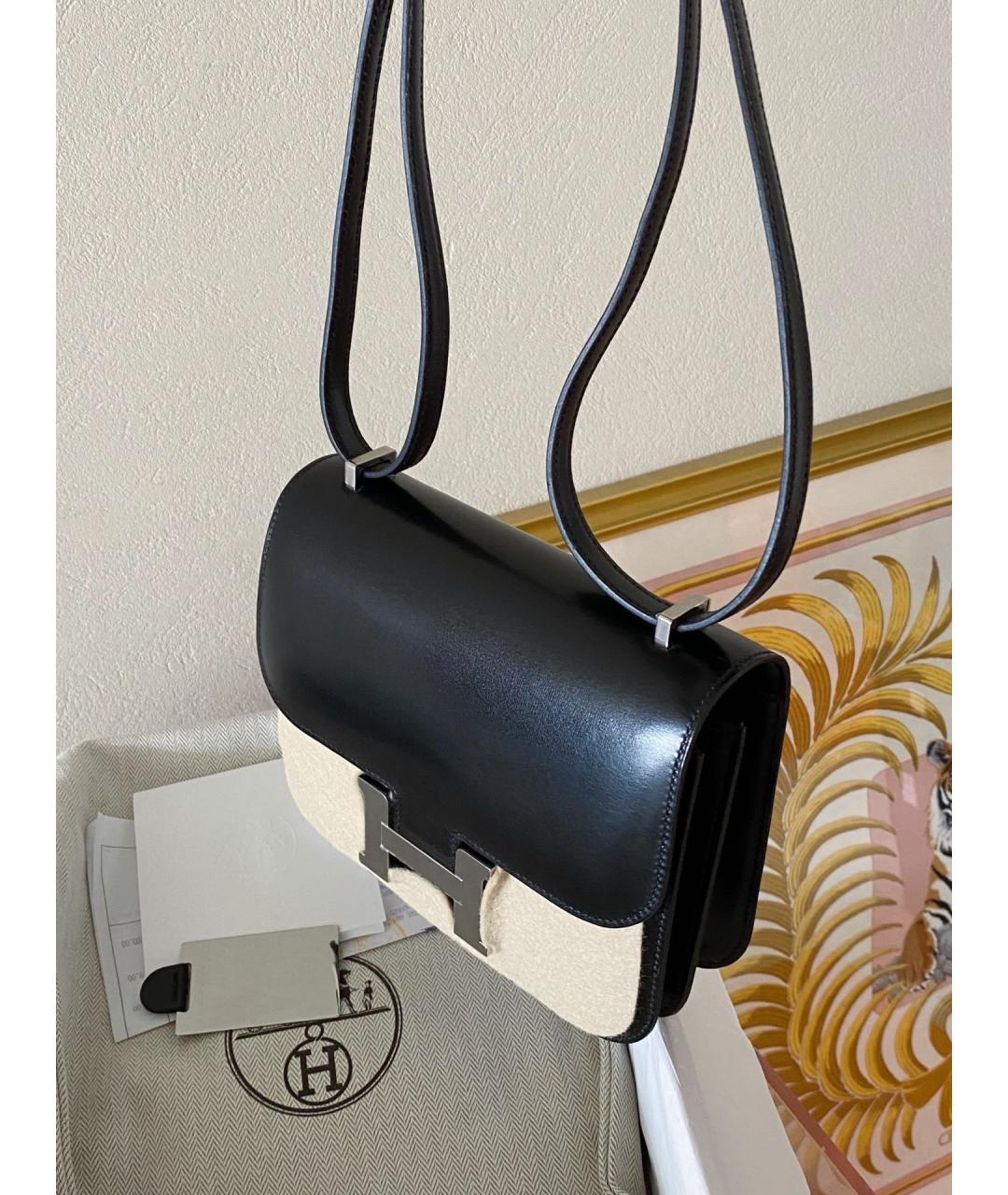 HERMES Черная кожаная сумка через плечо, фото 3