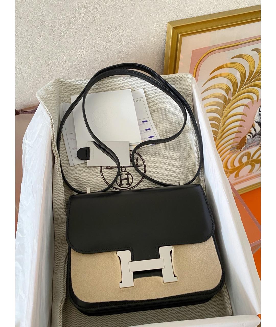 HERMES Черная кожаная сумка через плечо, фото 8