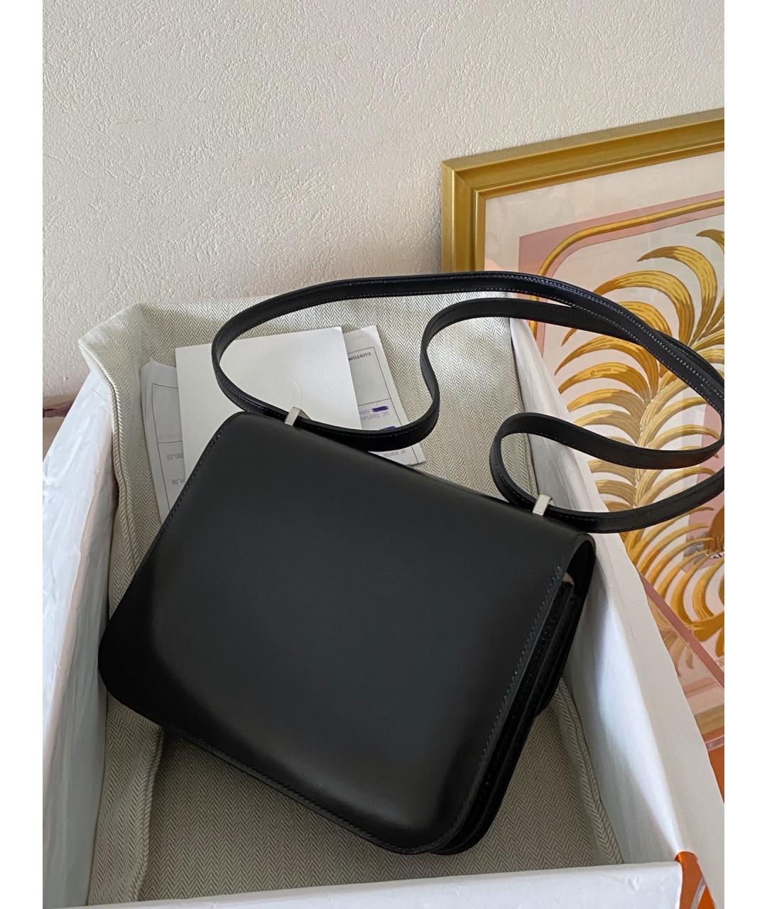 HERMES Черная кожаная сумка через плечо, фото 4