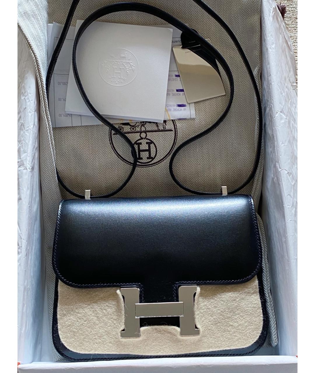 HERMES Черная кожаная сумка через плечо, фото 6
