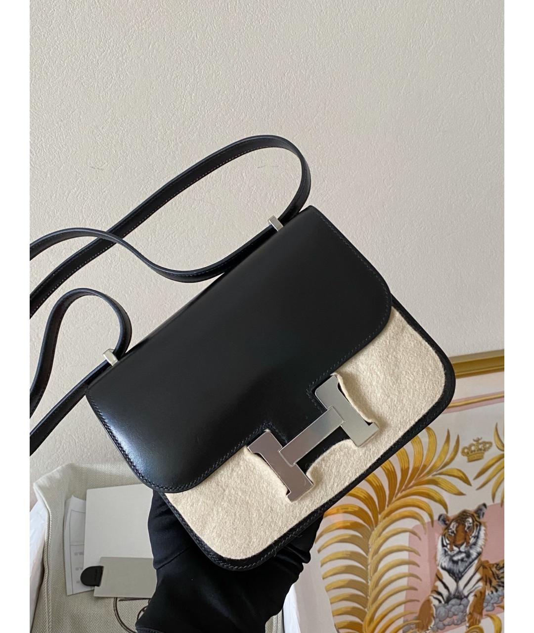 HERMES Черная кожаная сумка через плечо, фото 5