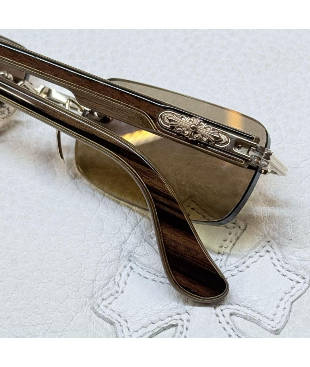 CHROME HEARTS Коричневые деревянные солнцезащитные очки, фото 4