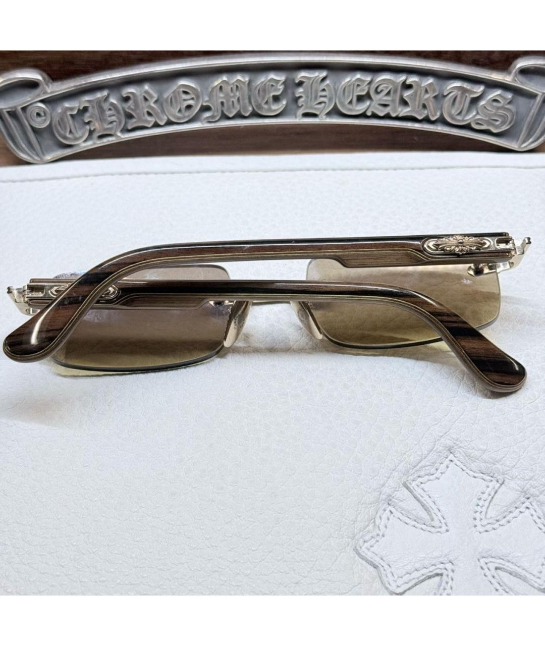 CHROME HEARTS Коричневые деревянные солнцезащитные очки, фото 3