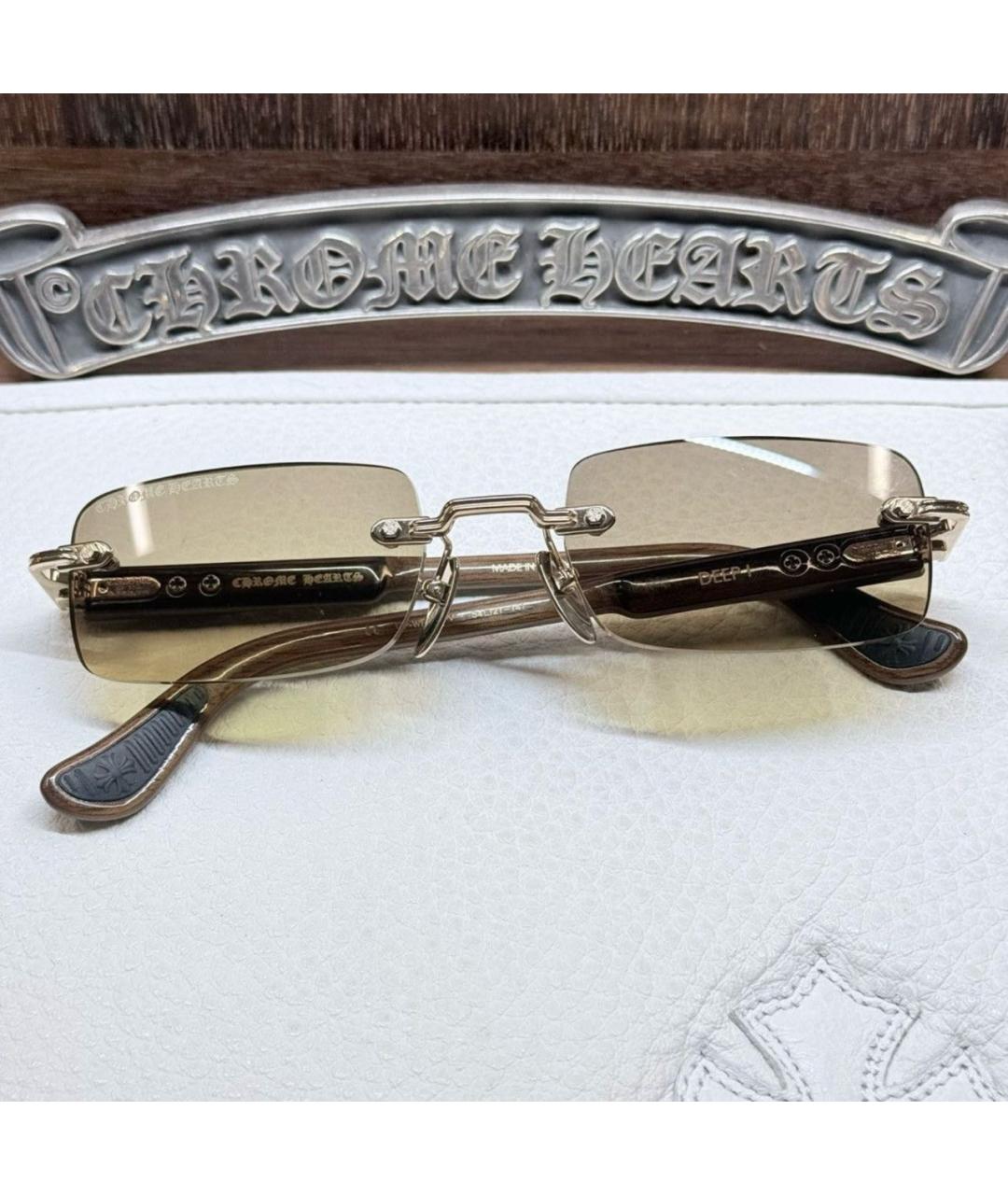 CHROME HEARTS Коричневые деревянные солнцезащитные очки, фото 6