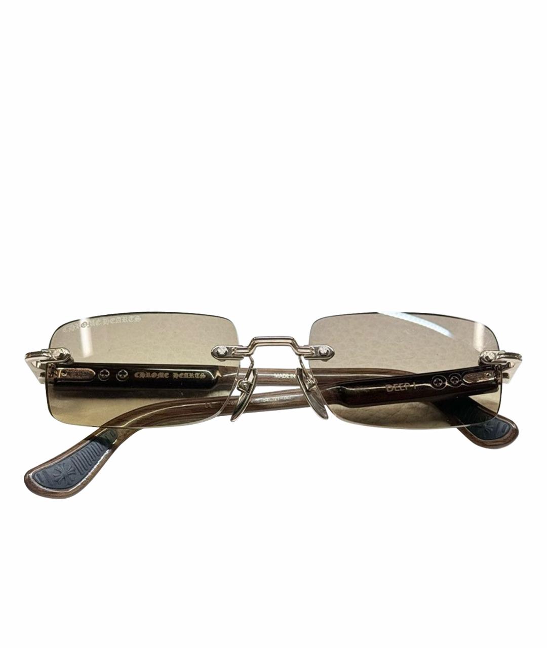 CHROME HEARTS Коричневые деревянные солнцезащитные очки, фото 1