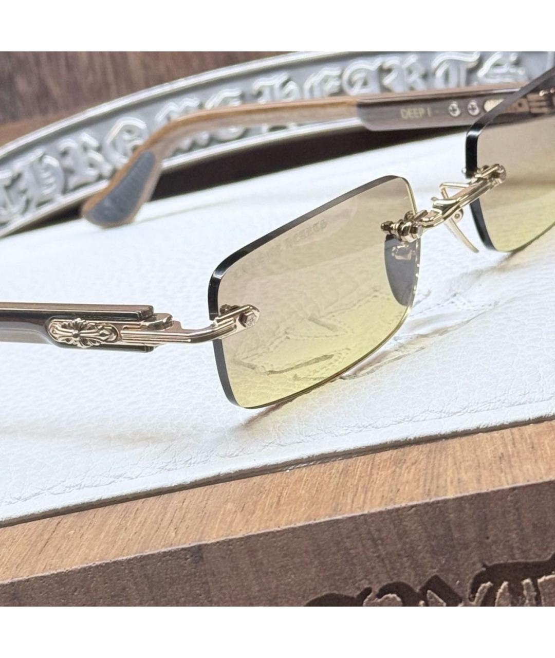 CHROME HEARTS Коричневые деревянные солнцезащитные очки, фото 2