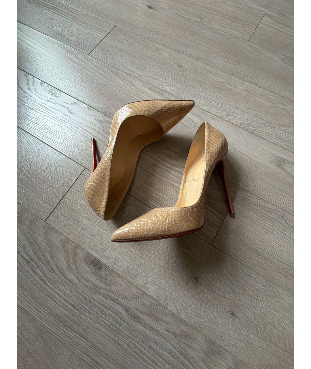 CHRISTIAN LOUBOUTIN Бежевые туфли из экзотической кожи, фото 5