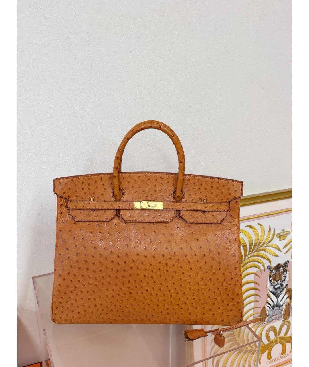 HERMES Коричневая кожаная сумка с короткими ручками, фото 4