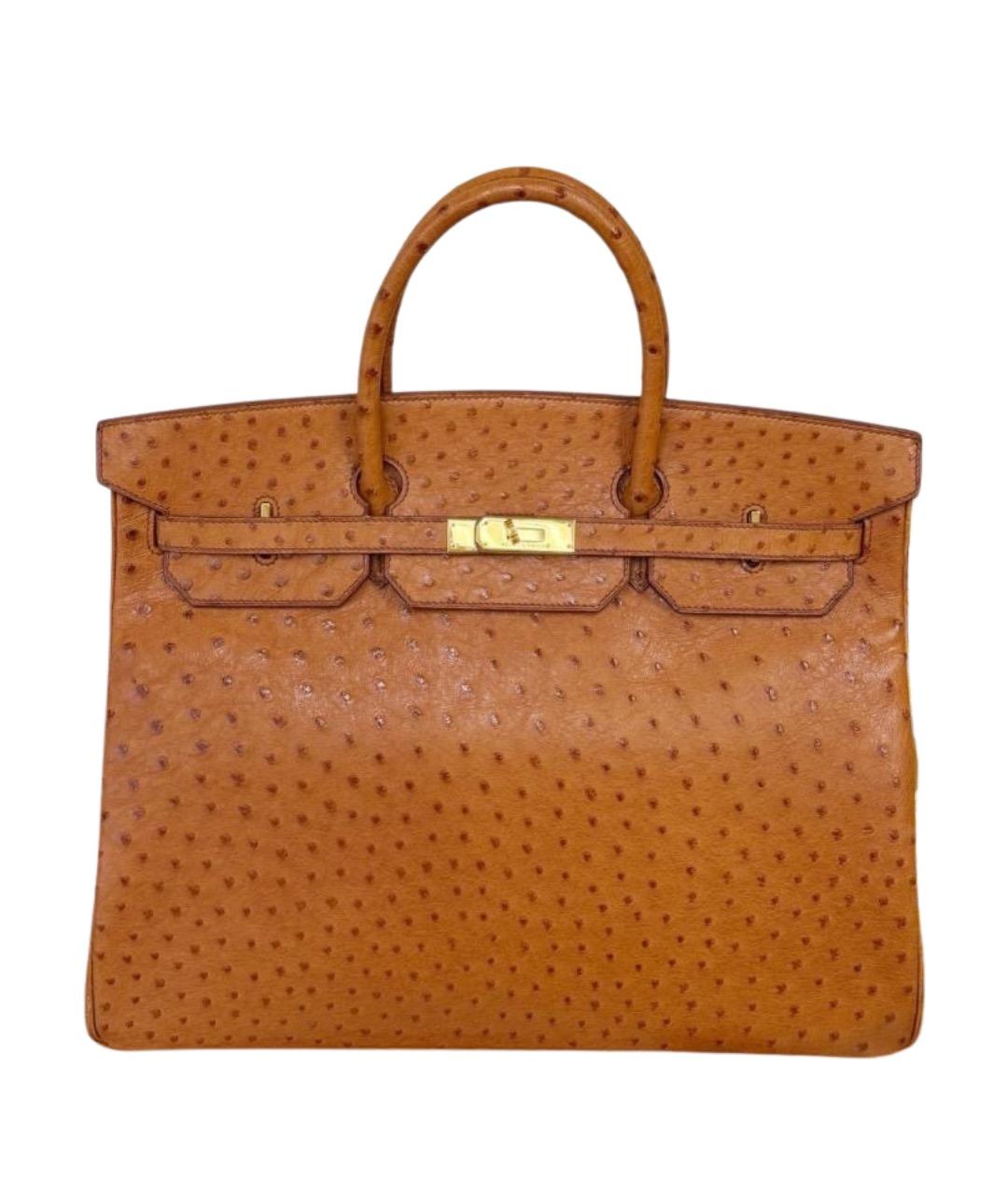 HERMES Коричневая кожаная сумка с короткими ручками, фото 1