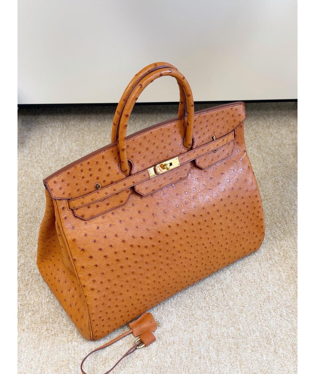 HERMES Коричневая кожаная сумка с короткими ручками, фото 3