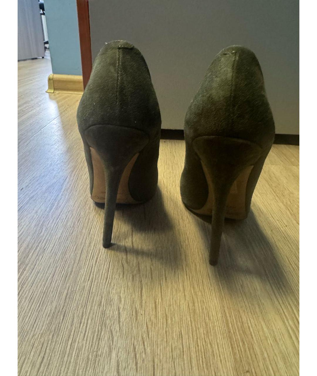 JIMMY CHOO Хаки замшевые туфли, фото 4