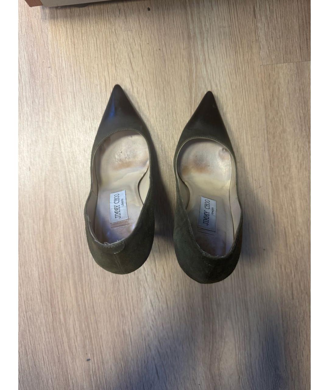 JIMMY CHOO Хаки замшевые туфли, фото 3