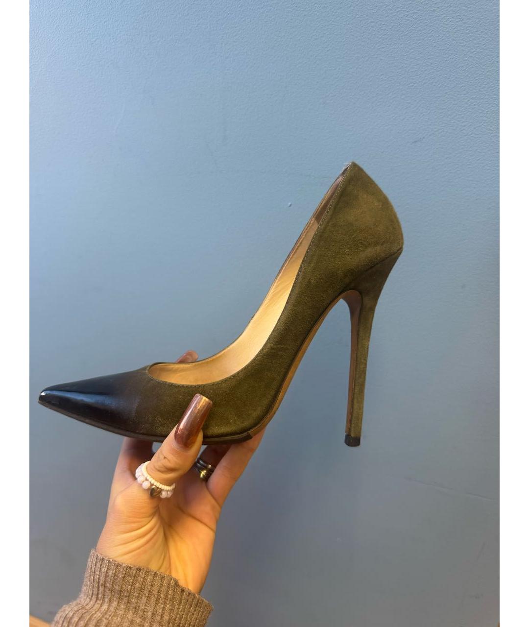 JIMMY CHOO Хаки замшевые туфли, фото 5