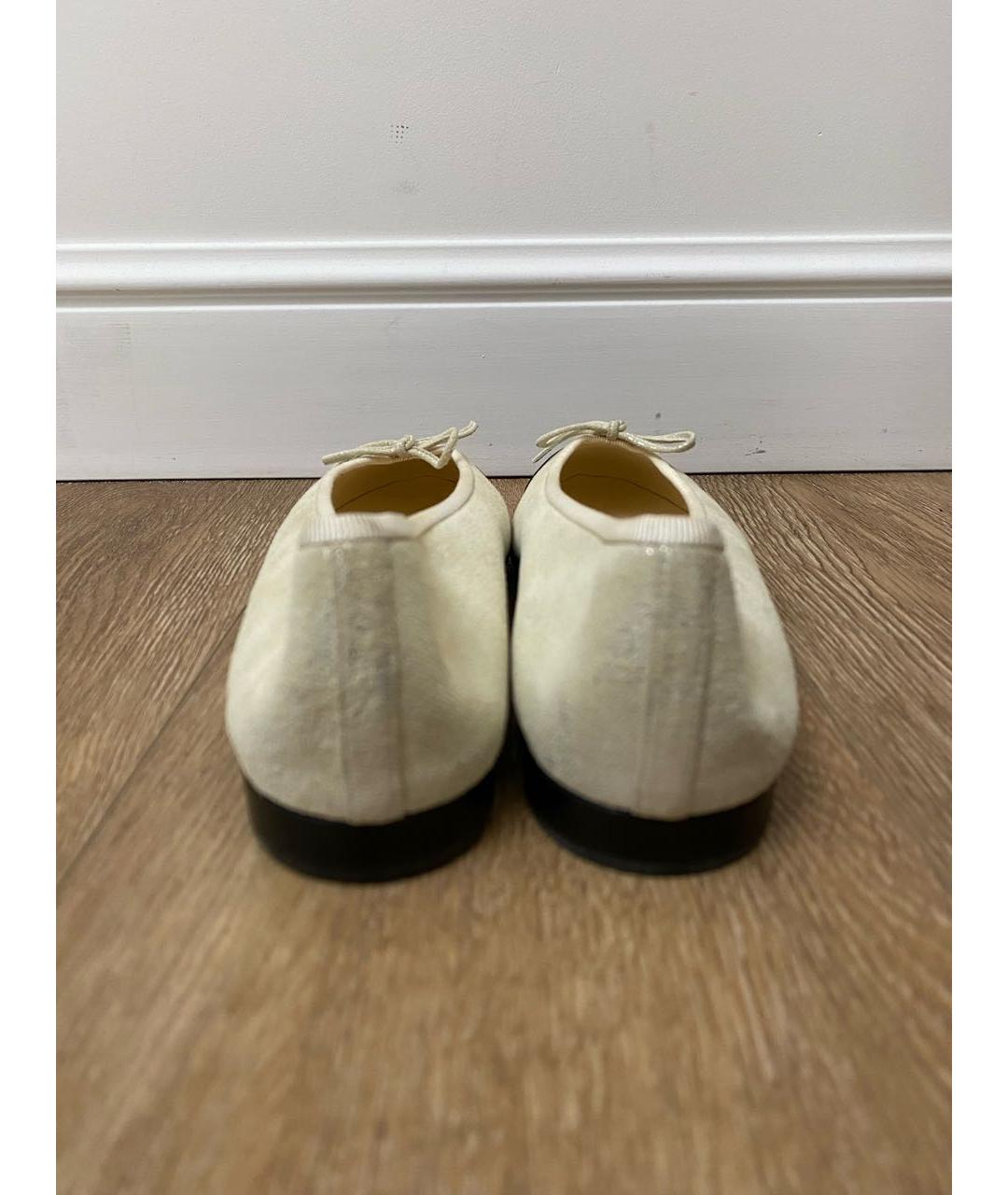 CHANEL Бежевые кожаные балетки, фото 4