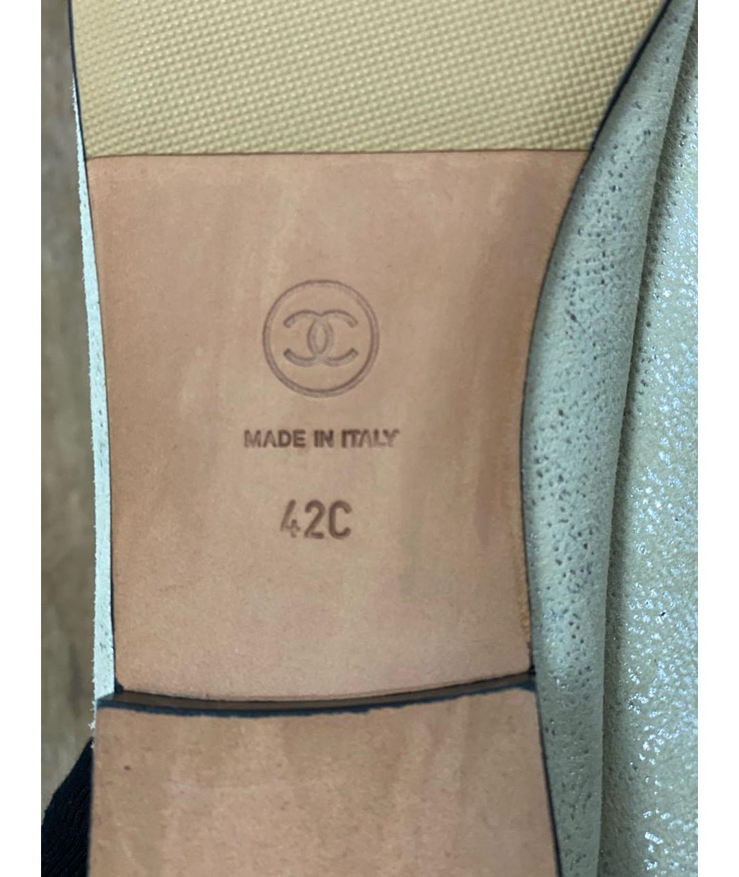 CHANEL Бежевые кожаные балетки, фото 6