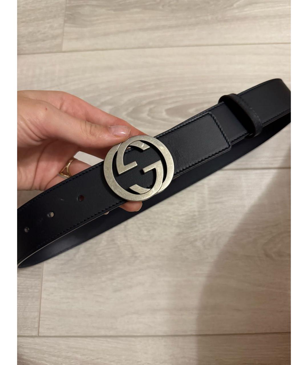 GUCCI Темно-синий кожаный ремень, фото 6