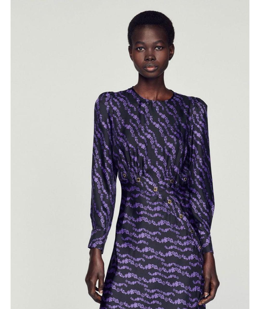 SANDRO Фиолетовое шелковое повседневное платье, фото 4