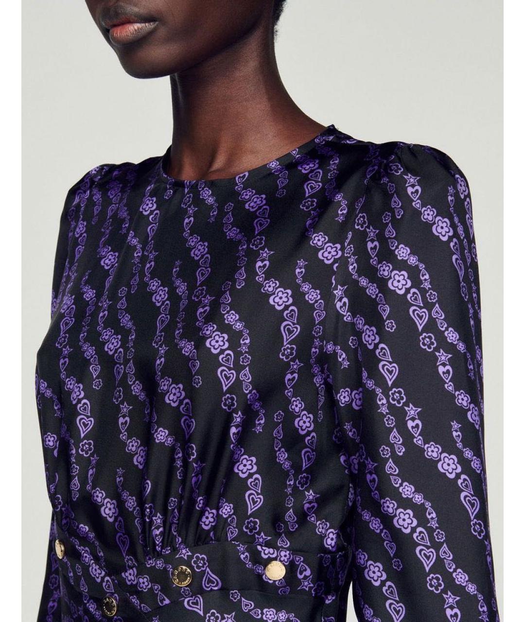 SANDRO Фиолетовое шелковое повседневное платье, фото 5