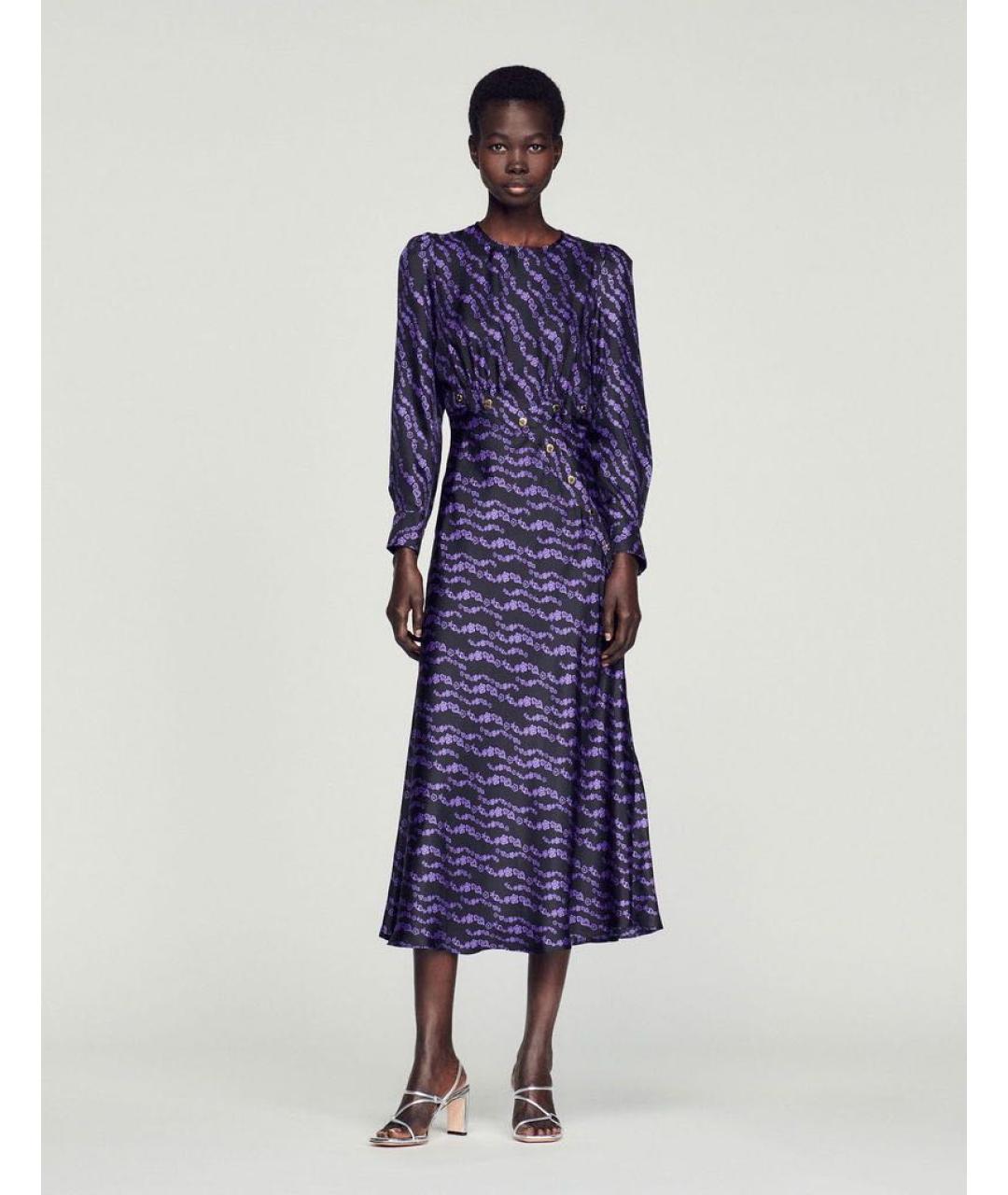 SANDRO Фиолетовое шелковое повседневное платье, фото 8
