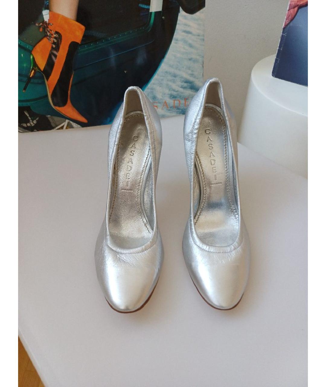 CASADEI Серебряные кожаные туфли, фото 7