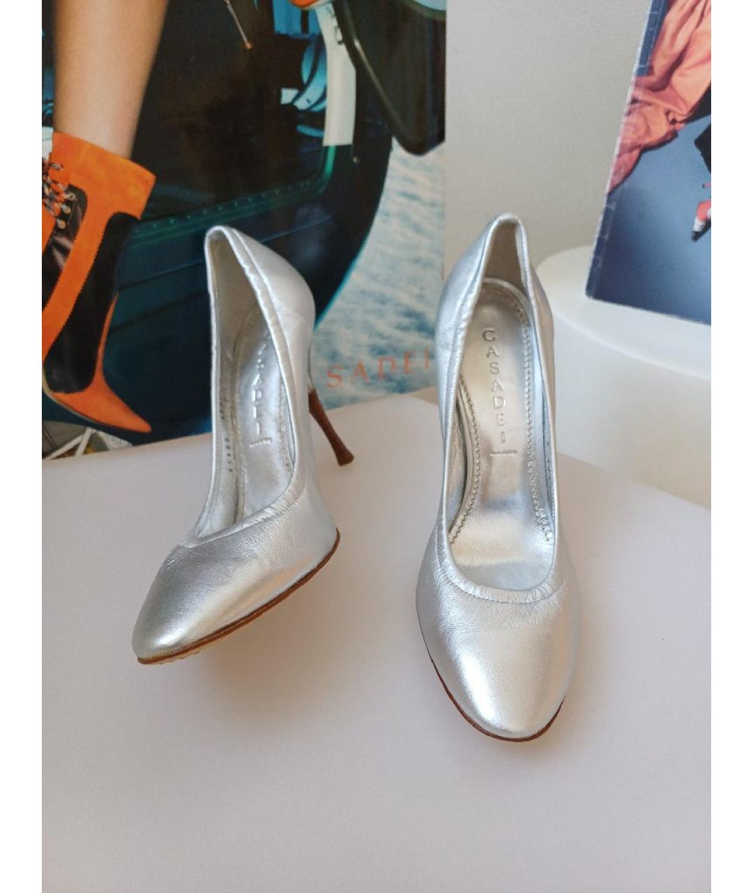 CASADEI Серебряные кожаные туфли, фото 6