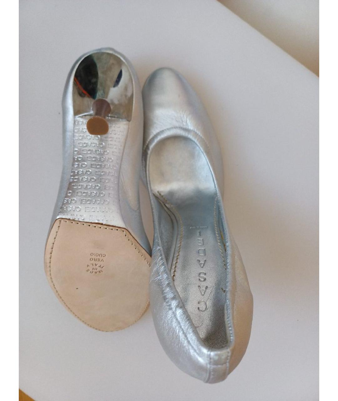 CASADEI Серебряные кожаные туфли, фото 9