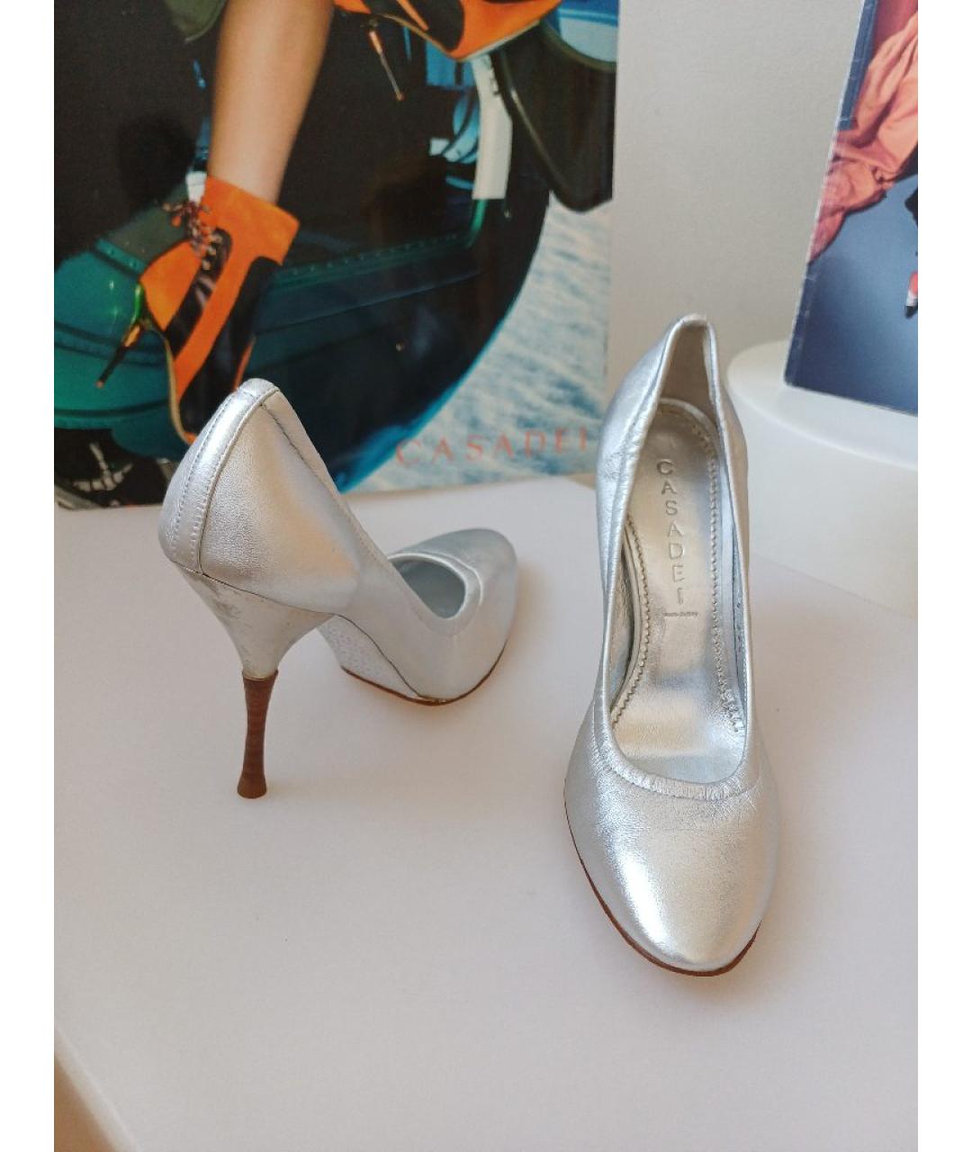 CASADEI Серебряные кожаные туфли, фото 5