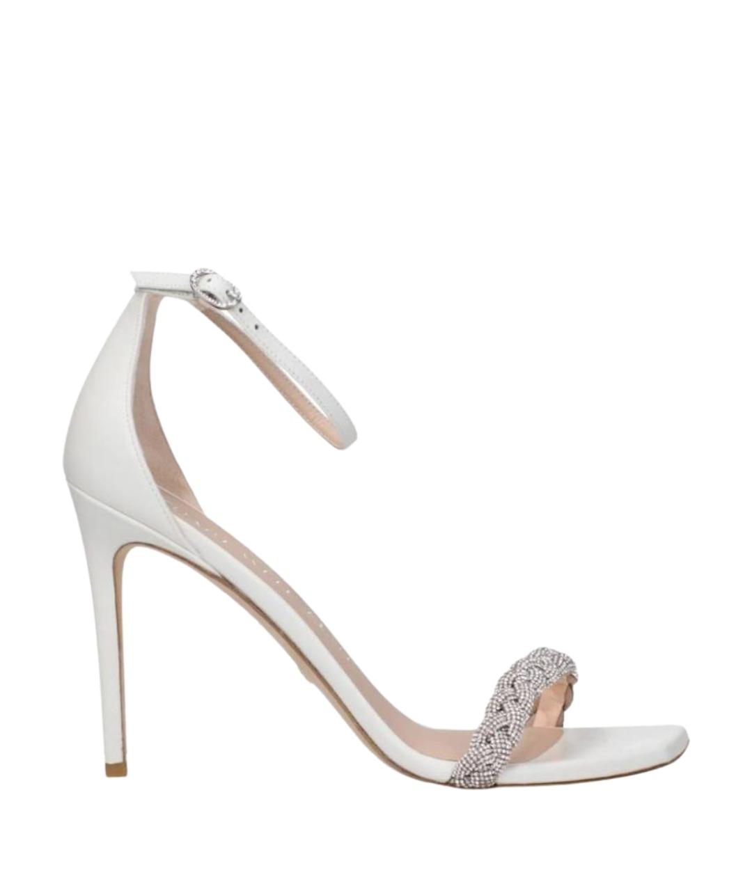 STUART WEITZMAN Белые кожаные босоножки, фото 1