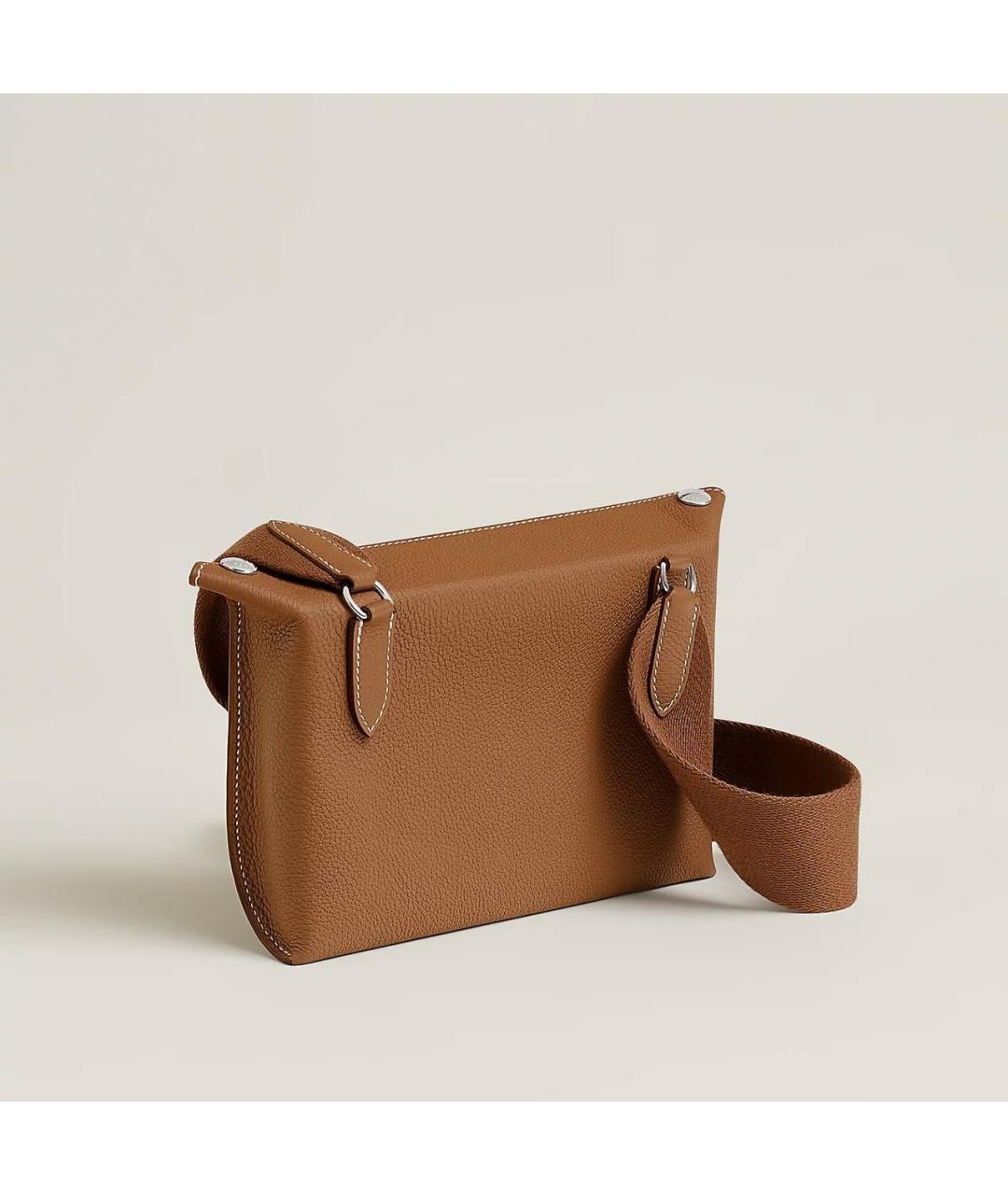 HERMES Коричневая кожаная сумка на плечо, фото 2