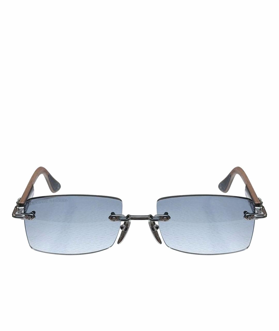 CHROME HEARTS Серебряные деревянные солнцезащитные очки, фото 1