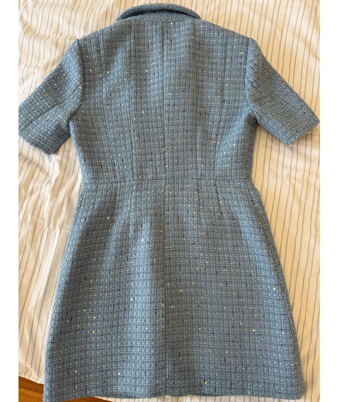 MAJE Голубое твидовое коктейльное платье, фото 2