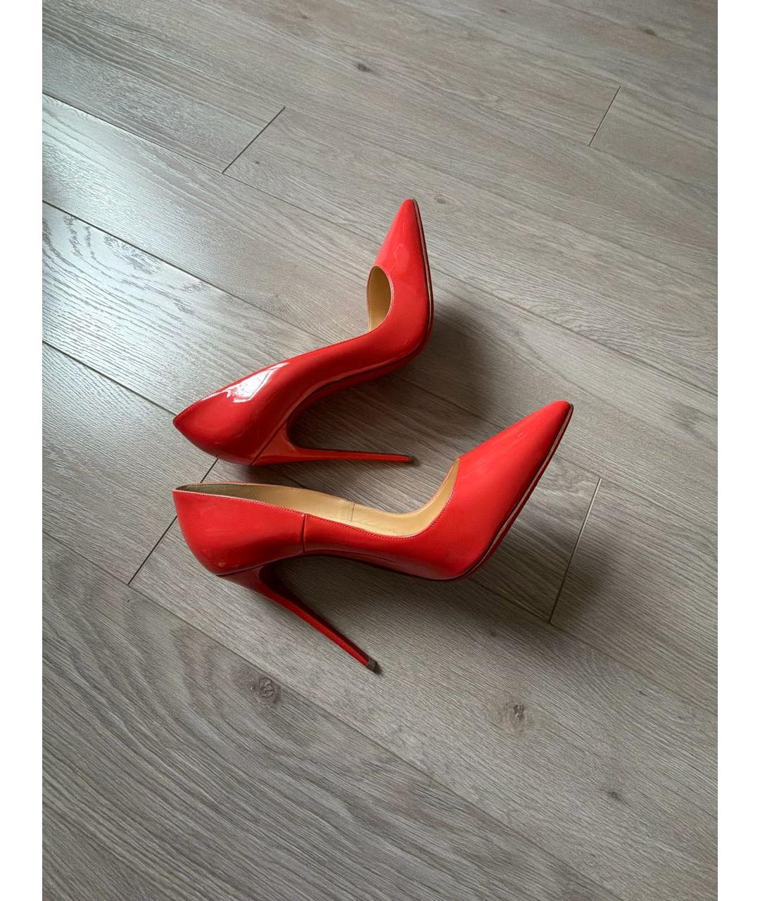 CHRISTIAN LOUBOUTIN Коралловые туфли из лакированной кожи, фото 5