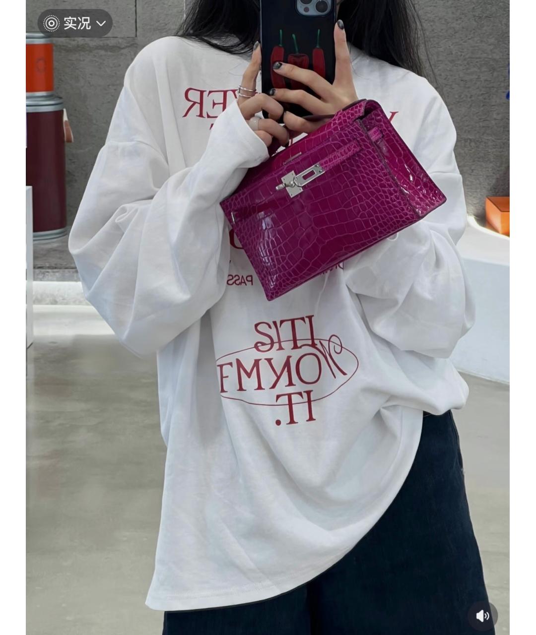 HERMES Фиолетовая сумка с короткими ручками из экзотической кожи, фото 9