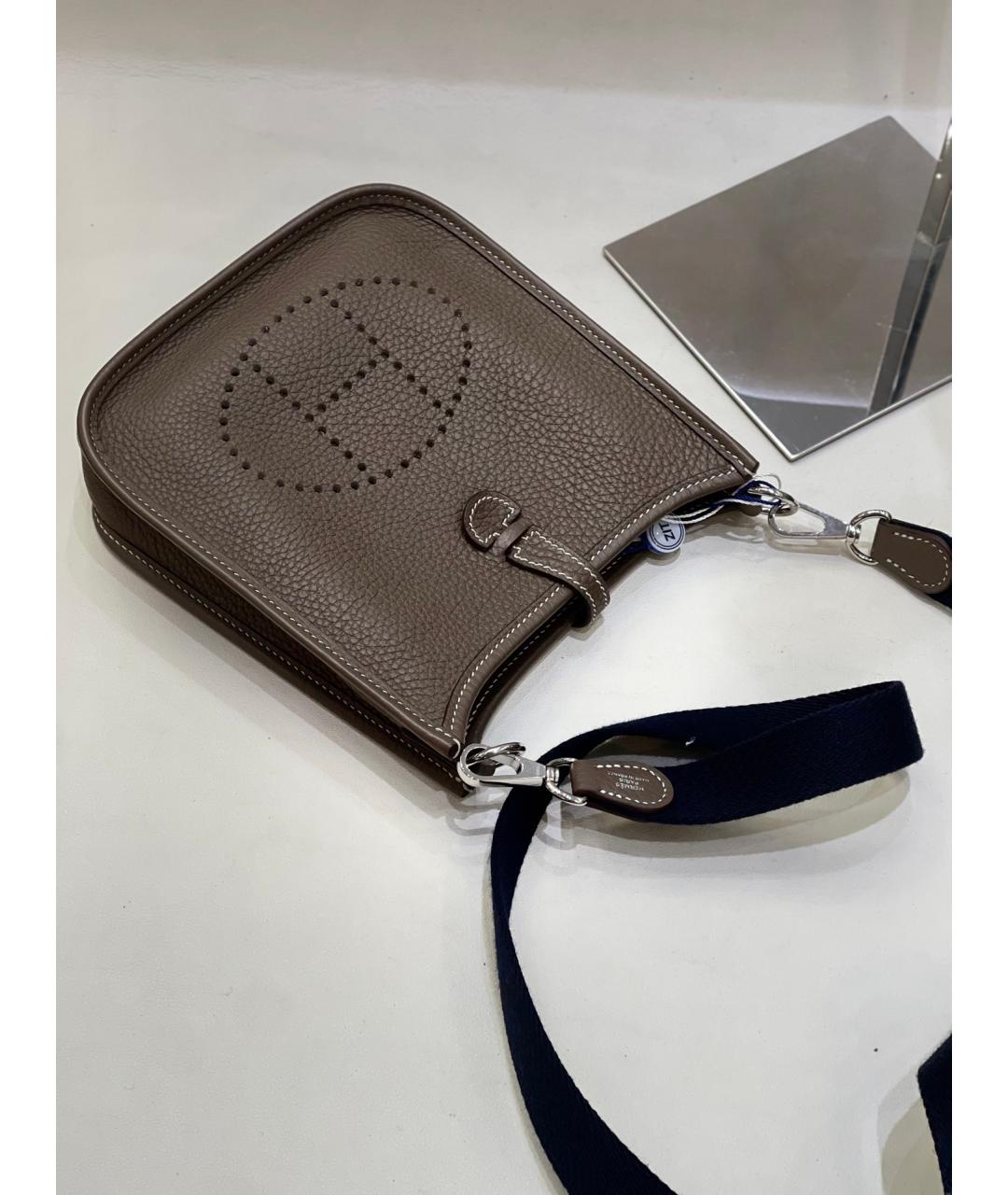 HERMES Серая кожаная сумка через плечо, фото 6